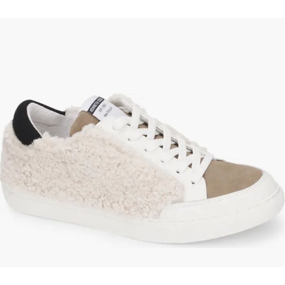 Kenneth Cole Fashion Sneakers Womens 5.5‎ Faux Shearling Low Top Lace Up Shoes